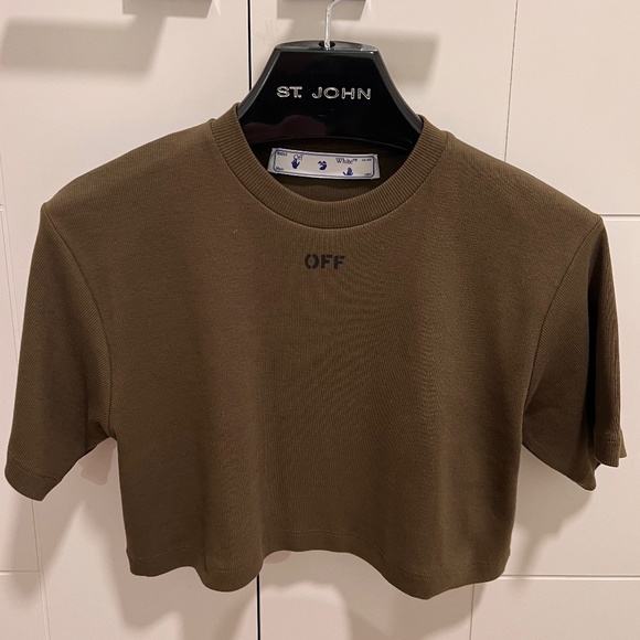 Off-White Stamp Rib Cropped T-Shirt - Picture 1 of 4